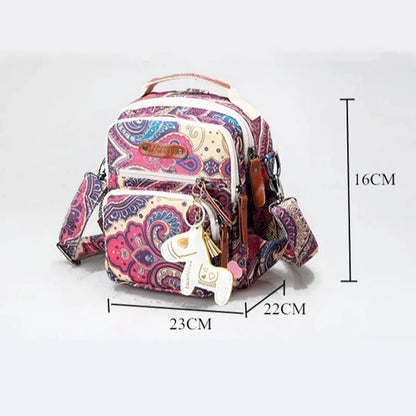 Portable Canvas Crossbody Baby Diaper Bag Large Capacity Backpack