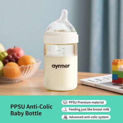 Baby PPSU Feeding Bottle Anti-Choking Silicone Nipple 0-1Y