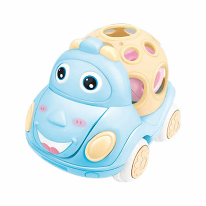 Baby Friction Car Toy 6-12 Months Soft Rubber Push & Go Roll Vehicle Rattle Gift