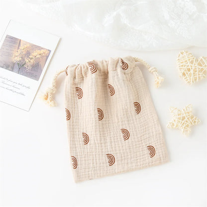 Natural Cotton String Mommy Diaper Bag Cute Printed Drawstring Pouch