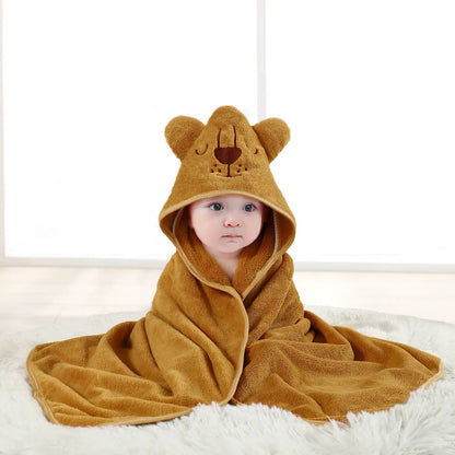 Toddler Bathrobe Hooded Infant Swaddle Coral Fleece Towel Blanket