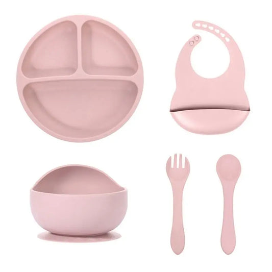 Baby Feeding Set Strong Suction Silicone Tableware for Solid Food