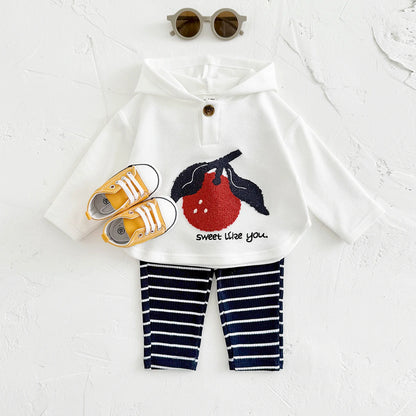 Newborn Baby Boy Clothes 2PCS Autumn Winter Hooded Top Pants Cartoon Toddler Outfit