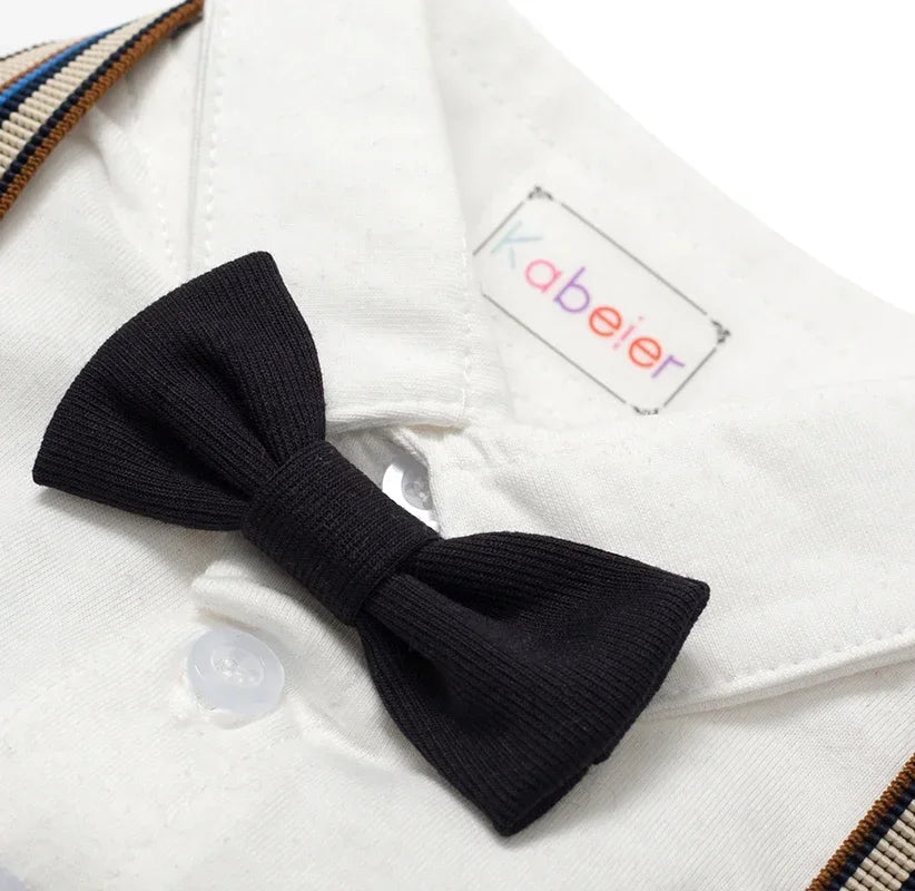 Newborn Boy 3PCS Formal Outfit Romper Vest Hat Jumpsuit
