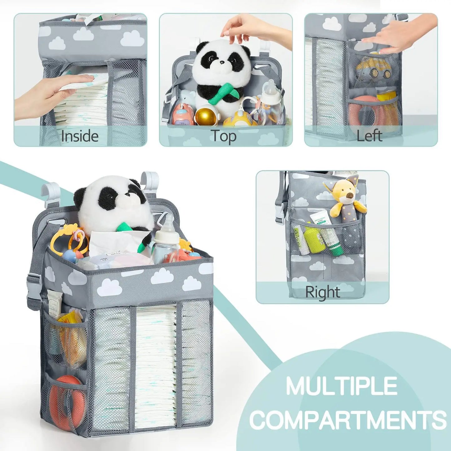 Baby Crib Hanging Diaper Organizer for Newborns and Infants