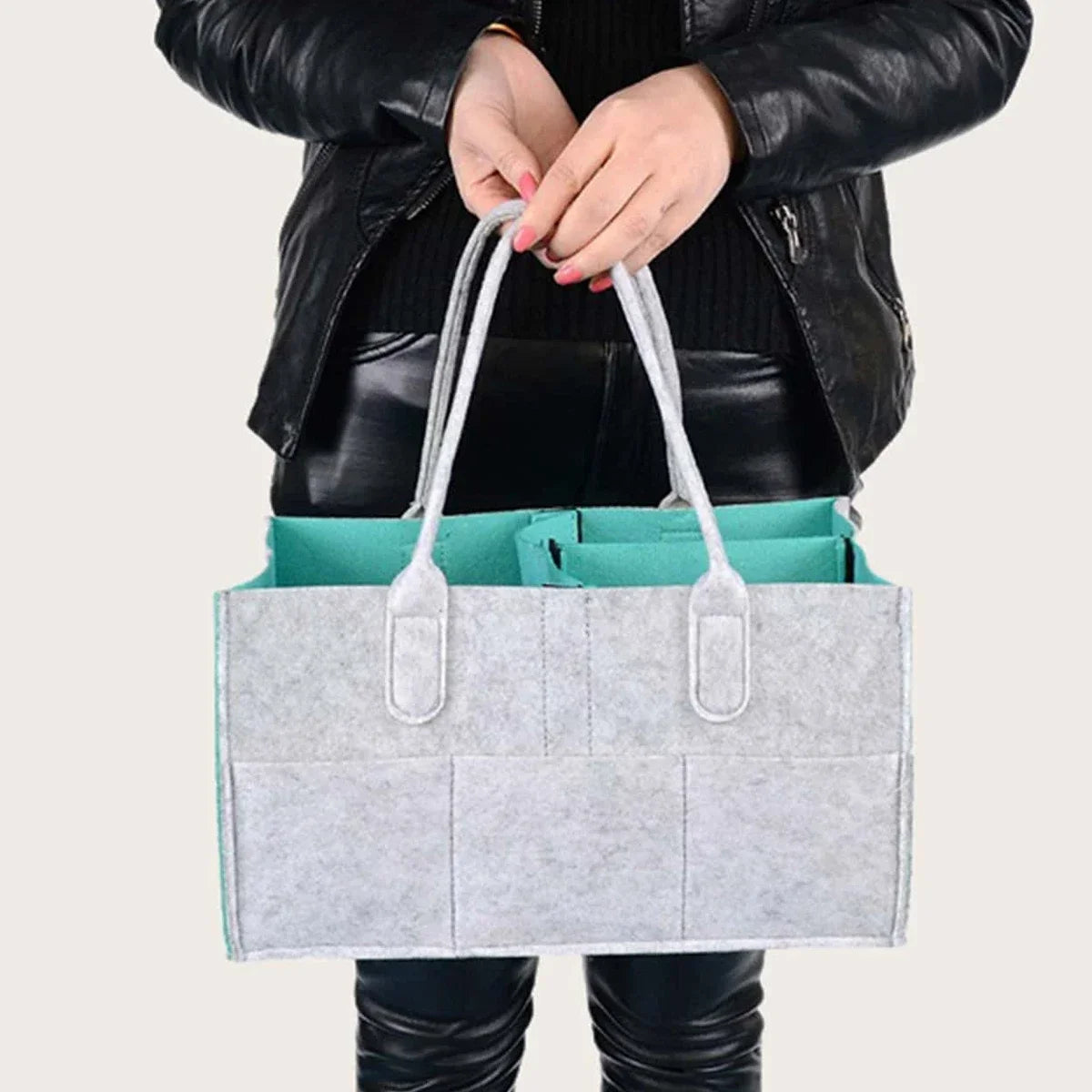 Baby Portable Foldable Felt Diaper Organizer Multi-Functional Bag