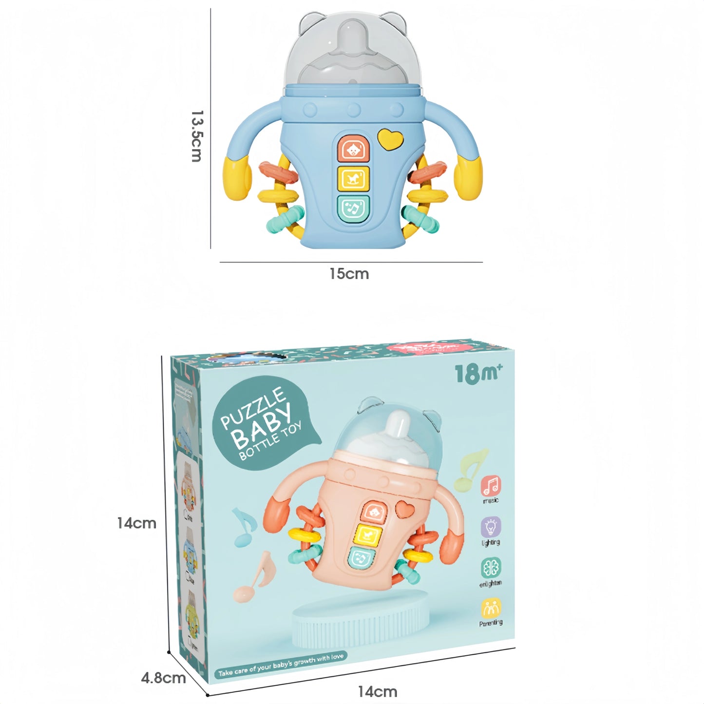 Electronic Baby Bottle Rattle Musical Toy with Songs and Words 18+ Months