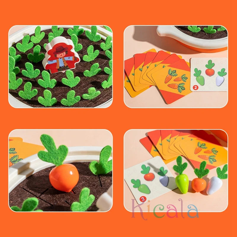 Montessori Toddler Educational Toys Colorful Shape Pull Carrot Counting Learning Set