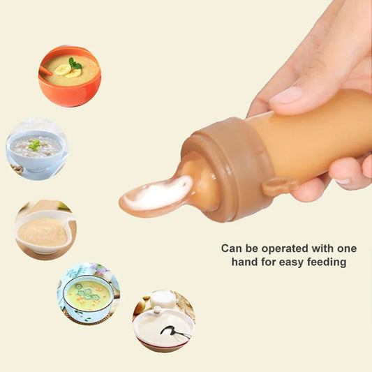Baby Silicone Feeding Bottle Spoon Squeeze Feeder for Rice Cereal Fruit