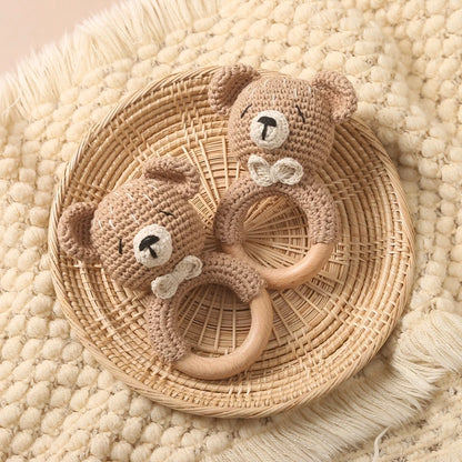 Baby Crochet Animal Rattle Cartoon Teether Montessori Toy 0-12 Months