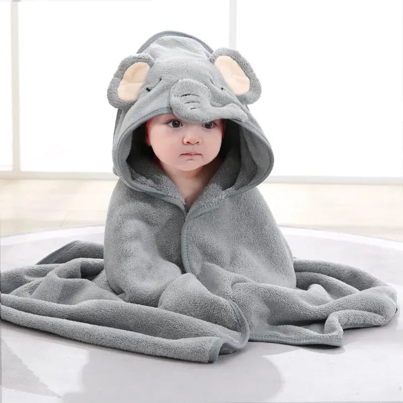 Toddler Bathrobe Hooded Infant Swaddle Coral Fleece Towel Blanket