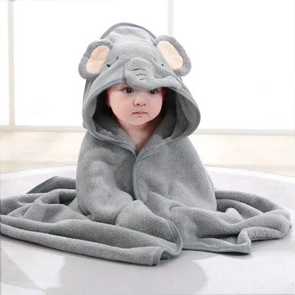 Toddler Bathrobe Hooded Infant Swaddle Coral Fleece Towel Blanket