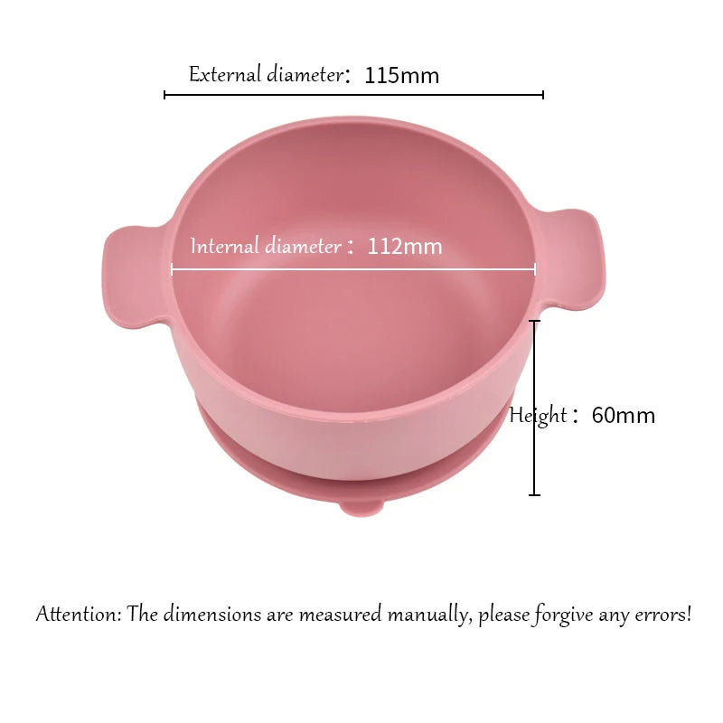 Baby Silicone Tableware Training Bowl with Handles and Suction Cup