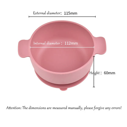 Baby Silicone Tableware Training Bowl with Handles and Suction Cup