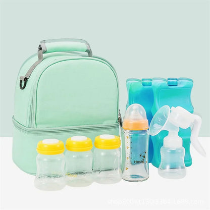 Fashion Insulated Double-Layer Mommy Bag Large Capacity Travel Handbag