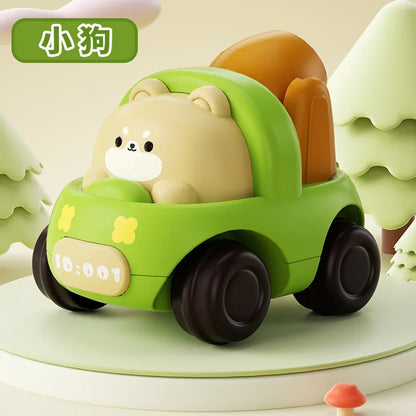 Baby Friction Car Toy 6-12 Months Soft Rubber Push & Go Roll Vehicle Rattle Gift