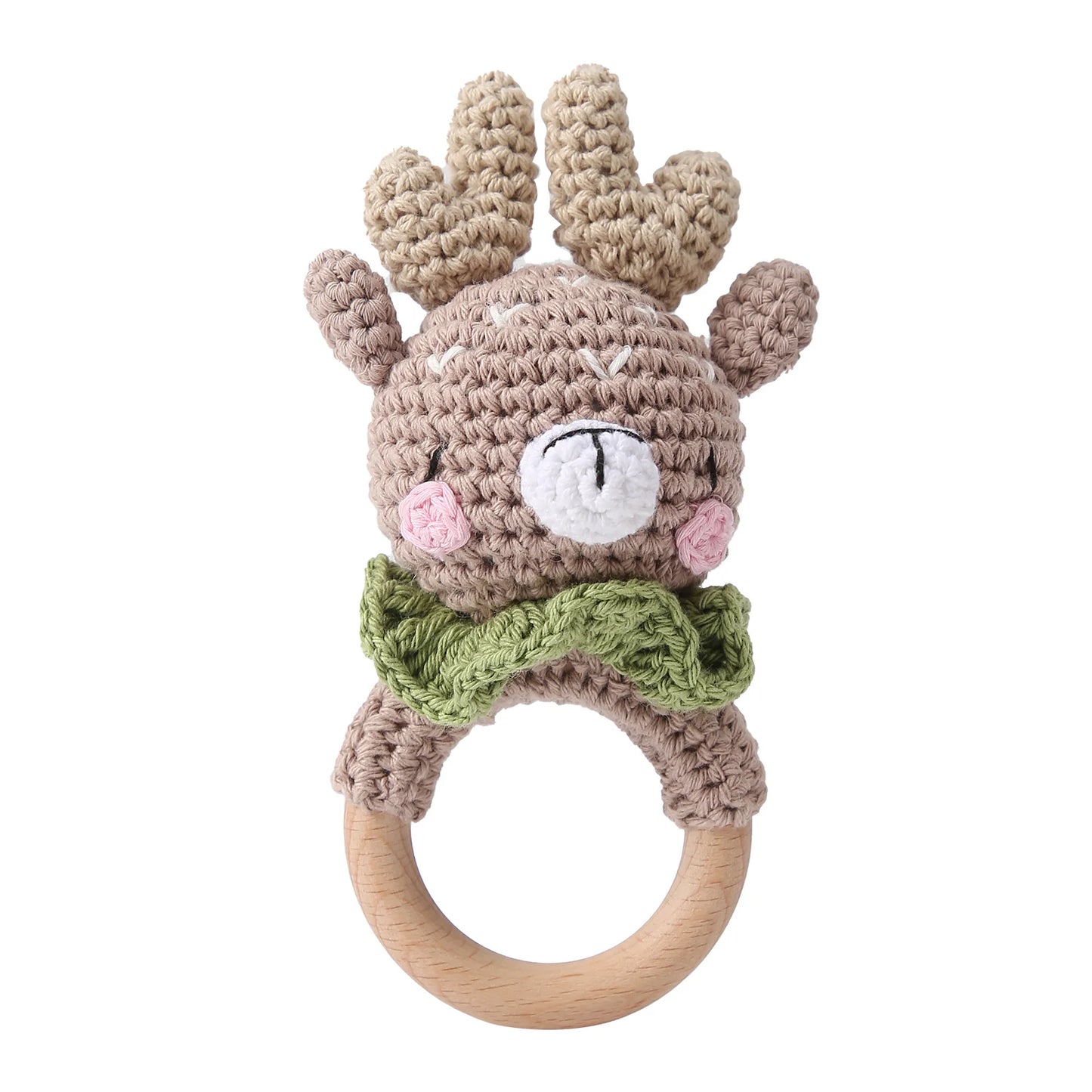 Baby Crochet Animal Rattle Cartoon Teether Montessori Toy 0-12 Months