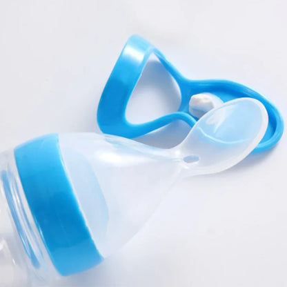 Mushy Food Feeder Spoon Press-Type Baby Puree & Juice Feeding Bottle Spoon Infant Nipple Utensils