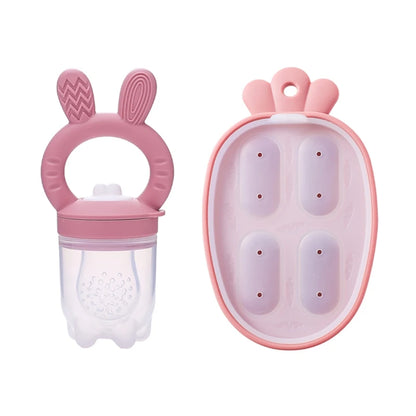 Baby Rabbit Silicone Fruit Feeder BPA-Free Baby Food Feeder Nursing Feeding Set