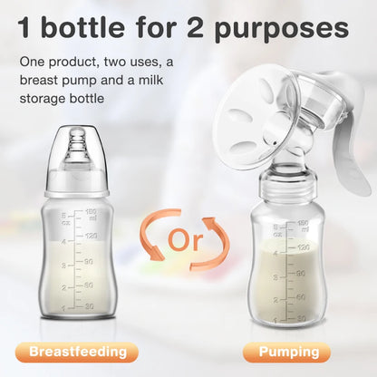Manual Breast Pump Baby Nipple Suction Milk Bottle BPA Free