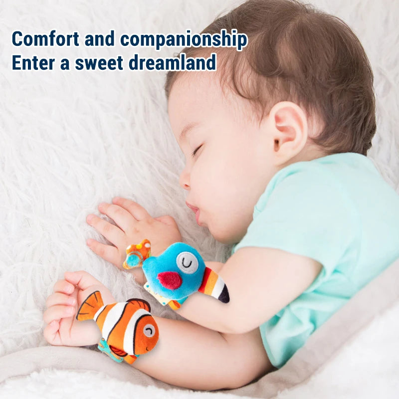 Plush Animal Baby Rattle Soft Sensory Wrist Toy for Newborns 0–12M