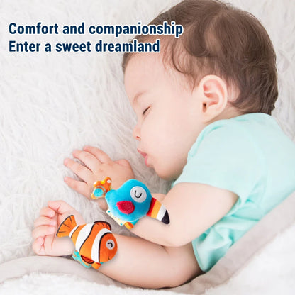 Plush Animal Baby Rattle Soft Sensory Wrist Toy for Newborns 0–12M