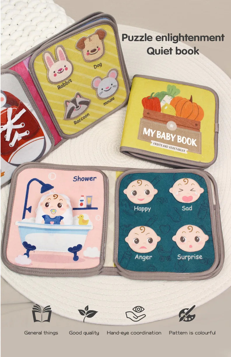 Montessori Busy Book Baby Early Education Puzzle Sensory Fabric Toy