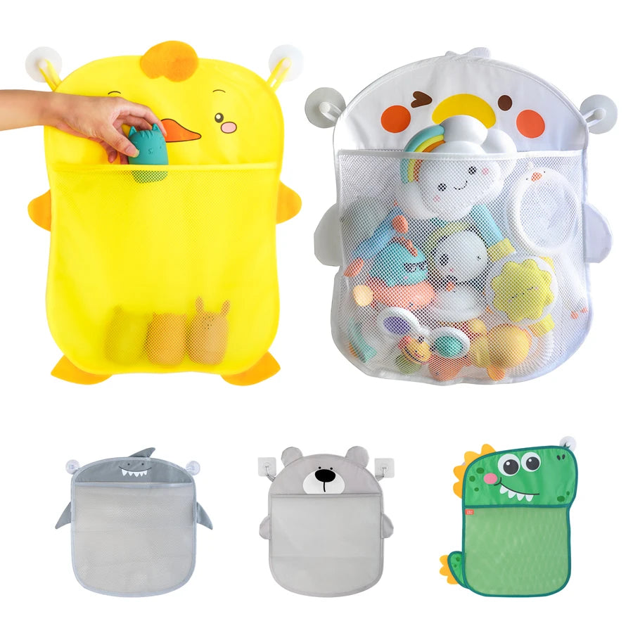 Baby Bath Toy Storage Bag with Suction Cups Bathroom Organizer