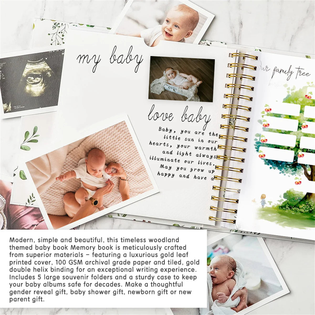 Baby Memory Book Keepsake First 5 Years Milestone Photo Album 100 Pages