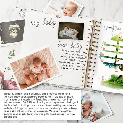 Baby Memory Book Keepsake First 5 Years Milestone Photo Album 100 Pages