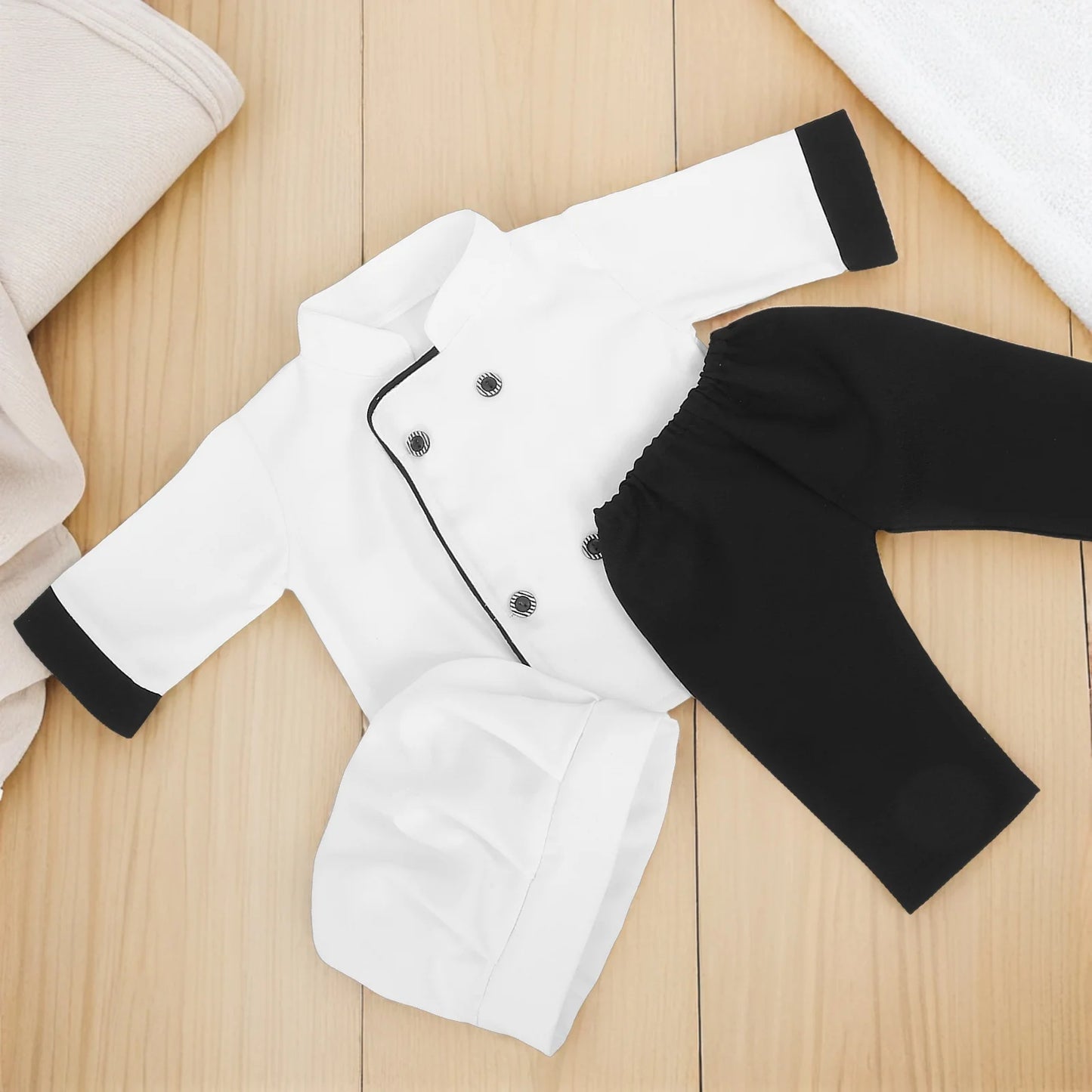 Baby Photography Outfit Newborn Chef Costume Boys Girls Photoshoot Props