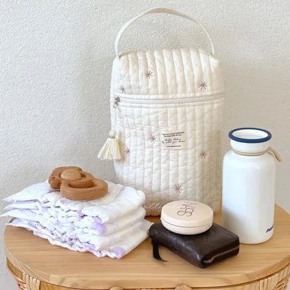Portable Quilted Stroller Baby Diaper Caddy Organizer Bag