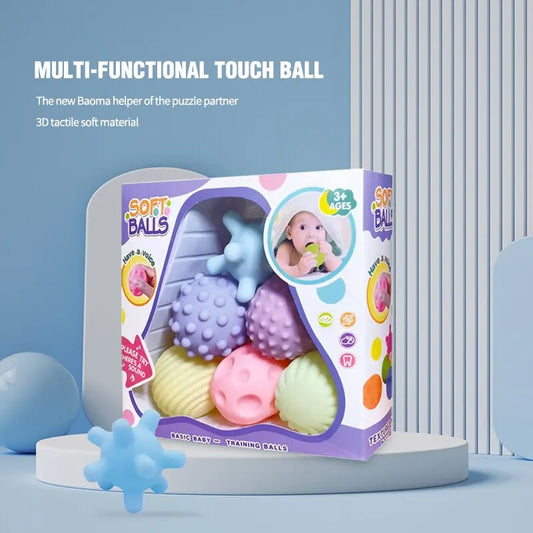 6PCS Baby Sensory Balls Soft Textured Hand Touch Rattle Infant Toys