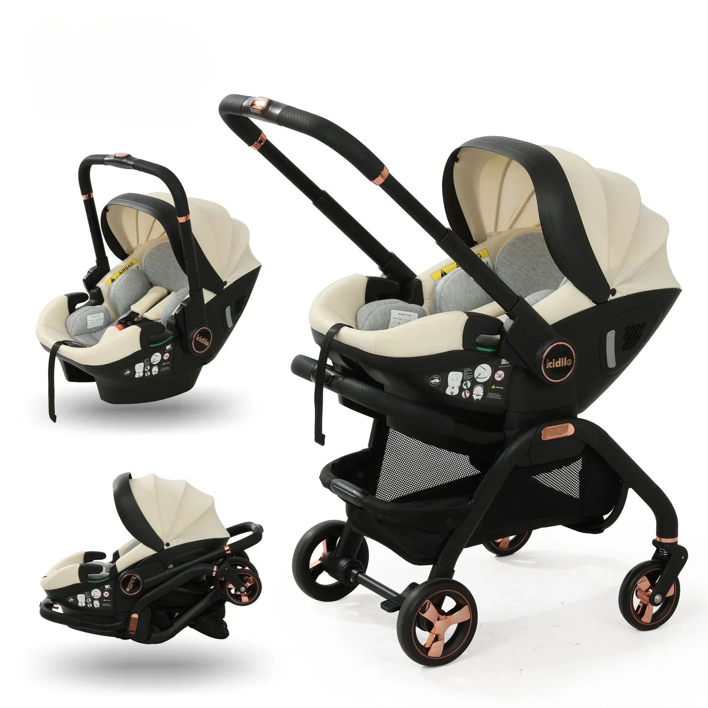 3-in-1 Baby Safety Stroller Two-Way Newborn Car Seat Portable Baby Stroller for 0-2 Years