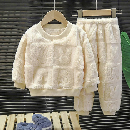 Baby Kids 2PCS Autumn Winter Fleece Sweater Pants Set