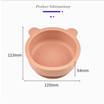 BPA Free Baby Silicone Feeding Bowl Suction Anti-Slip Cartoon Kids Dinnerware