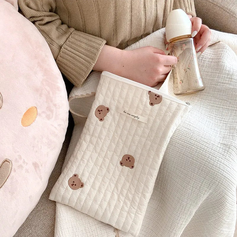 Quilted Mommy Diaper Bag Cute Bear Organizer