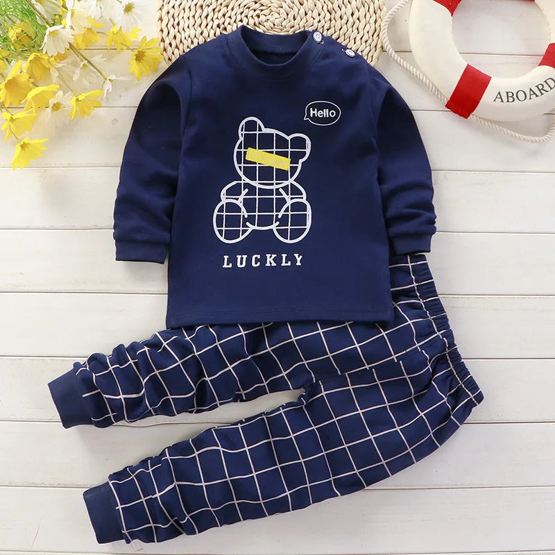 Cotton Baby Girl Clothing Winter Newborn 2PCS Set Spring Pajamas 0-5Y Cartoon Casual