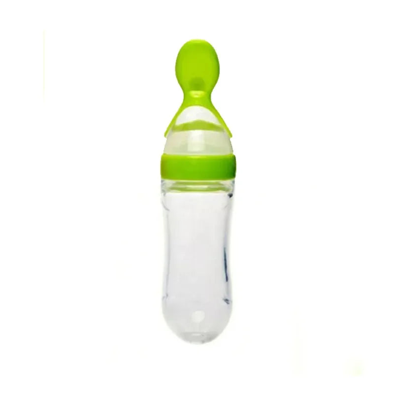 Mushy Food Feeder Spoon Press-Type Baby Puree & Juice Feeding Bottle Spoon Infant Nipple Utensils