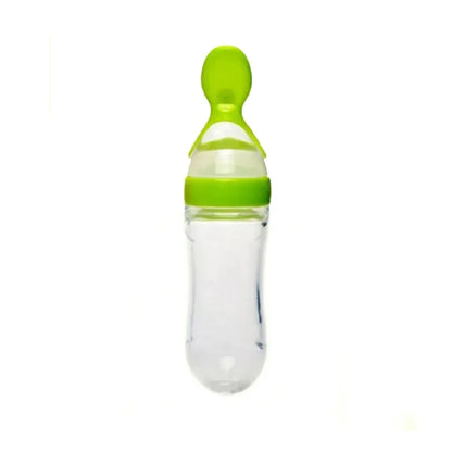 Mushy Food Feeder Spoon Press-Type Baby Puree & Juice Feeding Bottle Spoon Infant Nipple Utensils