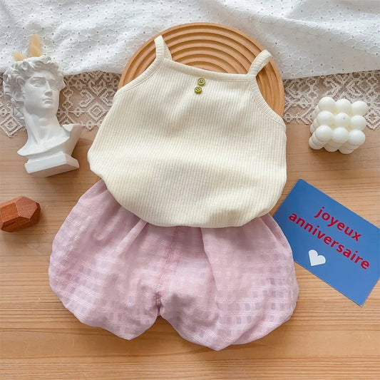 Baby Girl Summer Bow Two-Piece Set Lightweight Outerwear