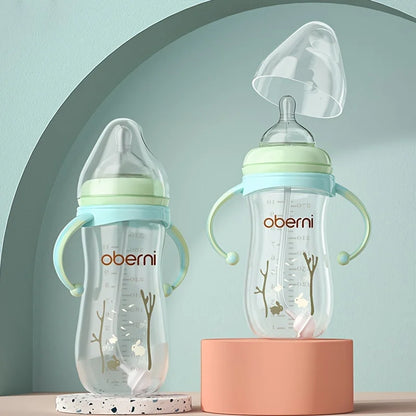 Baby Bottle with Handle Anti-Drop Soft Nipple Feeding Sippy Bottle