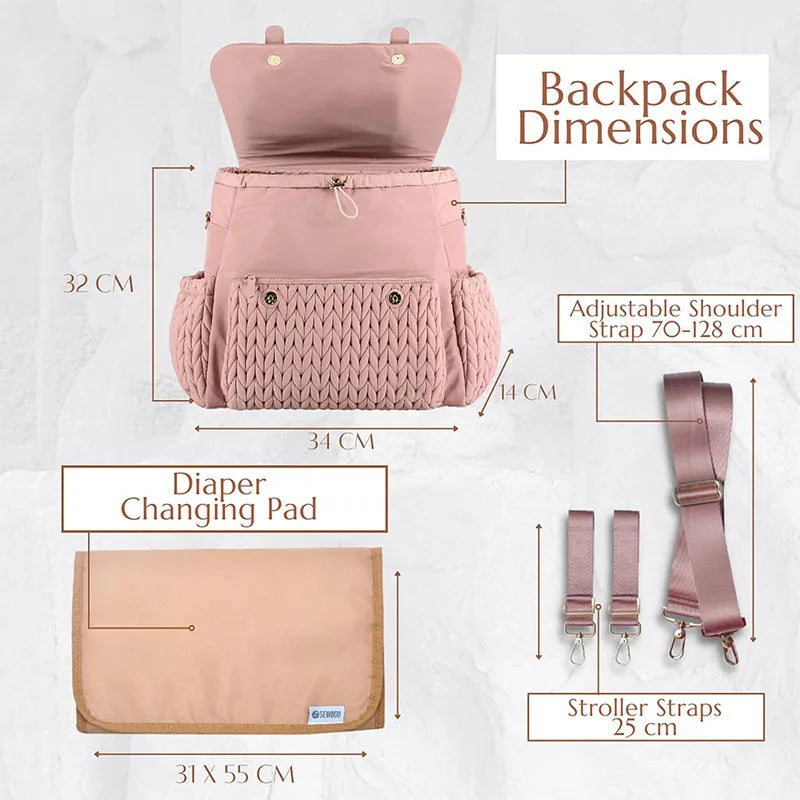 Large Capacity Mommy Diaper Bag Stroller Organizer Backpack