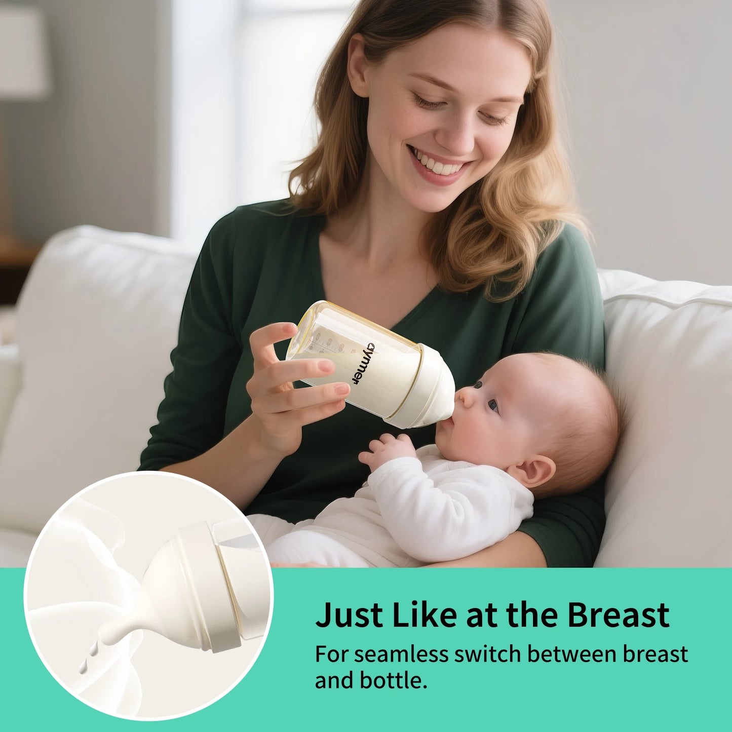 Baby PPSU Feeding Bottle Anti-Choking Silicone Nipple 0-1Y