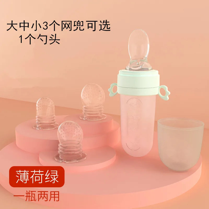 Baby Silicone Feeding Bottle Spoon Squeeze Feeder for Rice Cereal Fruit
