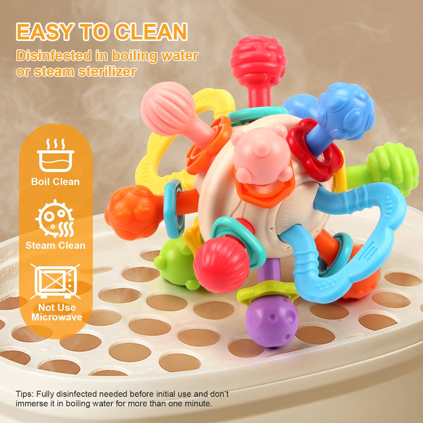 Baby Manhattan Silicone Rattle Ball Teether 0-12 Months