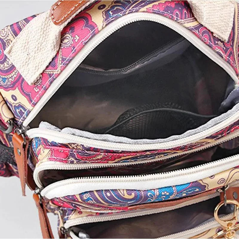 Portable Canvas Crossbody Baby Diaper Bag Large Capacity Backpack