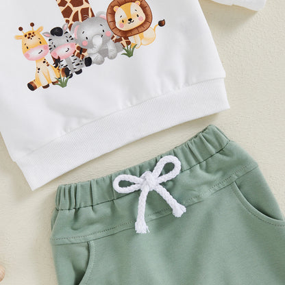 Toddler Infant Fall Outfit Animal Print Sweatshirt Pants Set