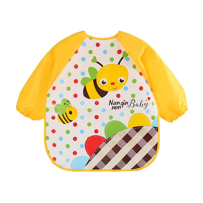 0-3 Years Baby EVA Waterproof Long Sleeve Feeding Bib Cartoon Pattern