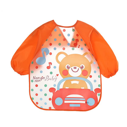 0-3 Years Baby EVA Waterproof Long Sleeve Feeding Bib Cartoon Pattern